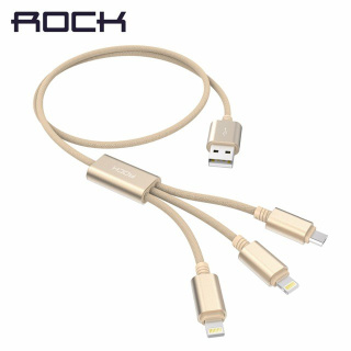 Kabel ROCK 3W1 Lightning Iphone Micro Usb Samsung