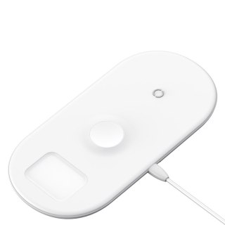 Baseus 3w1 ładowarka bezprzewodowa Qi do telefonu, Apple Watch i słuchawek AirPods 18W biały (WX3IN1-02)