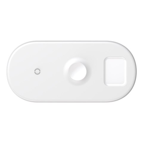 Baseus 3w1 ładowarka bezprzewodowa Qi do telefonu, Apple Watch i słuchawek AirPods 18W biały (WX3IN1-02)