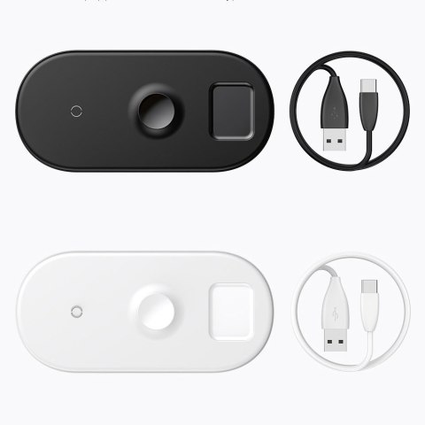 Baseus 3w1 ładowarka bezprzewodowa Qi do telefonu, Apple Watch i słuchawek AirPods 18W biały (WX3IN1-02)