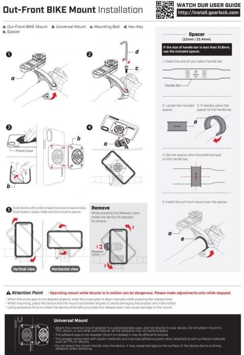 Uchwyt rowerowy Spigen Gearlock MF100 Out Front Bike Mount