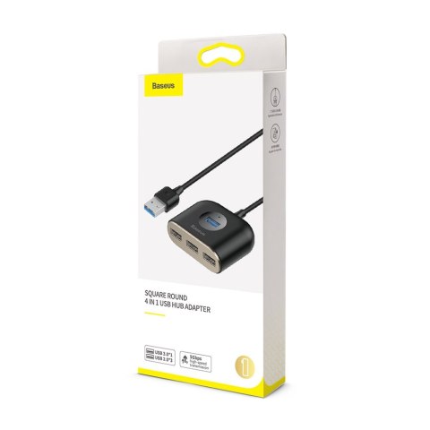 Baseus Square round 4 in 1 USB HUB Adapter(USB3.0 TO USB3.0*1+USB2.0*3) 1m Black (CAHUB-AY01)