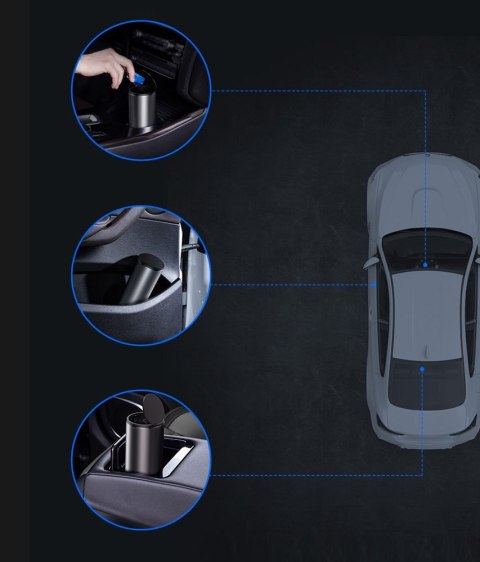 Baseus samochodowy mini kosz na śmieci z pokrywką do auta czarny (CRLJT-01)