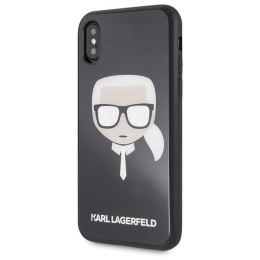 Etui Karl Lagerfeld do iPhone X / Xs czarny Iconic Glitter Karl`s Head