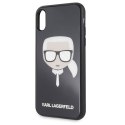 Etui Karl Lagerfeld do iPhone X / Xs czarny Iconic Glitter Karl`s Head