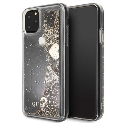 Etui Guess do iPhone 11 Pro Max gold/złoty hard case Glitter Hearts