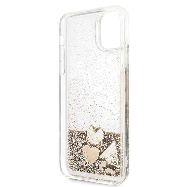 Etui Guess do iPhone 11 Pro Max gold/złoty hard case Glitter Hearts