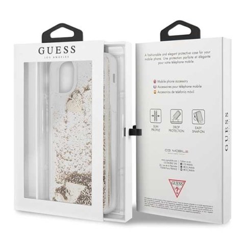 Etui Guess do iPhone 11 Pro Max gold/złoty hard case Glitter Hearts