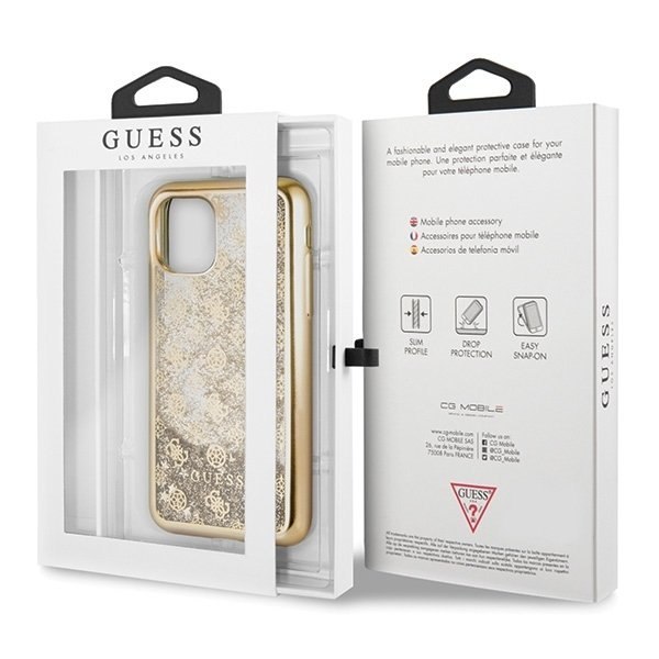 Etui Guess do iPhone 11 Pro złoty/gold hard case 4G Peony Liquid Glitter