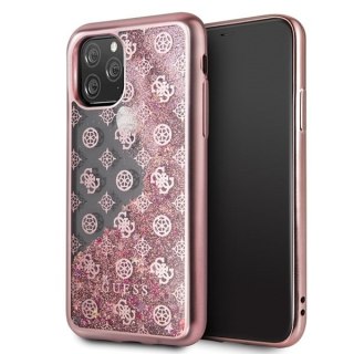 Etui Guess do iPhone 11 Pro różowo-złoty/rose-gold hard case 4G Peony Liquid Glitter