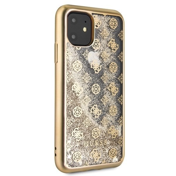 Etui Guess do iPhone 11 złoty/gold hard case 4G Peony Liquid Glitter