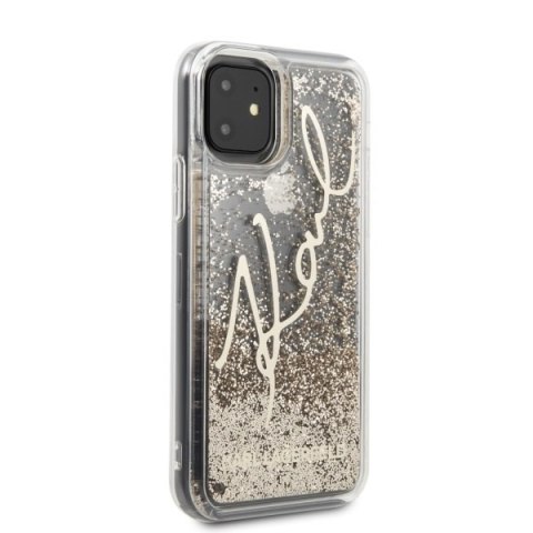 Etui Karl Lagerfeld do iPhone 11 złoty/gold Glitter Signature