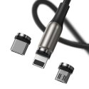 Magnetyczny kabel USB + zestaw końcówek Lightning / USB Typ C / micro USB 2A 2m czarny