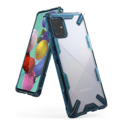 Pancerne etui Ringke Fusion X z ramką do Samsung Galaxy A71 niebieski