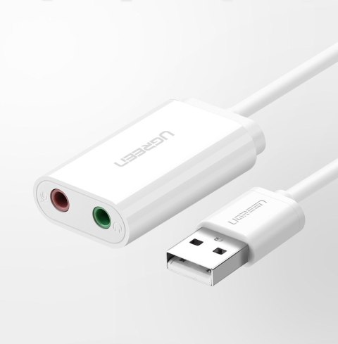 Ugreen zewnętrzna karta dźwiękowa muzyczna adapter USB - 3,5 mm mini jack 15cm czarny (30724)