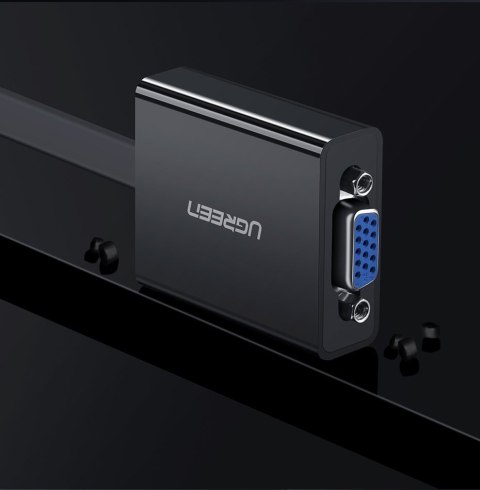 Ugreen adapter przejściówka HDMI - VGA micro USB / audio 3,5 mm mini jack czarny (40248)