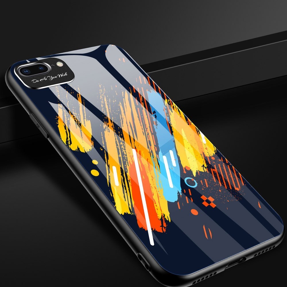 Etui nakładka ze szkła hartowanego Color Glass Case z osłoną na aparat do iPhone 8 Plus / iPhone 7 Plus wzór 4