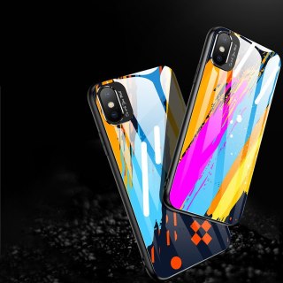 Etui nakładka ze szkła hartowanego Color Glass Case z osłoną na aparat do iPhone XR wzór 5