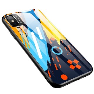 Etui nakładka ze szkła hartowanego Color Glass Case z osłoną na aparat do iPhone XS / iPhone X wzór 1