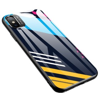 Etui nakładka ze szkła hartowanego Color Glass Case z osłoną na aparat do iPhone XS / iPhone X wzór 2