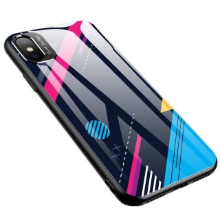 Etui nakładka ze szkła hartowanego Color Glass Case z osłoną na aparat do iPhone XS / iPhone X wzór 4