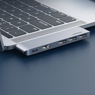 Ugreen wielofunkcyjny HUB 2x USB Typ C na USB Typ C PD (Thunderbolt 3, 100W, 4K@60 Hz, 10 Gbps) / HDMI 4K@30 Hz / 3x USB 3.0 do 