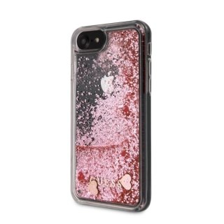 Etui Guess do iPhone 7 / 8 / SE 2020 różowy/pink hard case Liquid Glitter Hearts