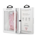 Etui Guess do iPhone 7 / 8 / SE 2020 różowy/pink hard case Liquid Glitter Hearts