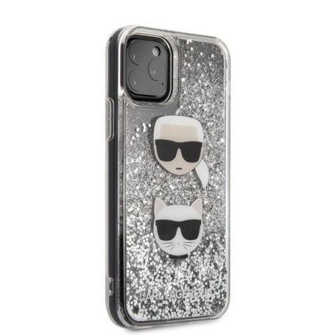 Etui Karl Lagerfeld do iPhone 11 Pro hardcase srebrny/silver Glitter Karl&Choupette