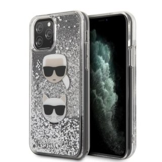 Etui Karl Lagerfeld do iPhone 11 Pro Max hardcase srebrny/silver Glitter Karl&Choupette