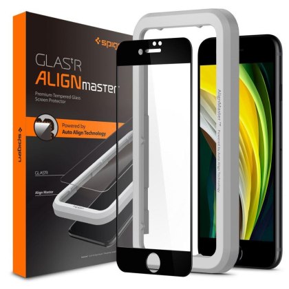 Szkło hartowane Spigen Alm Glass FC do iPhone 7 / 8 / SE 2020 czarny