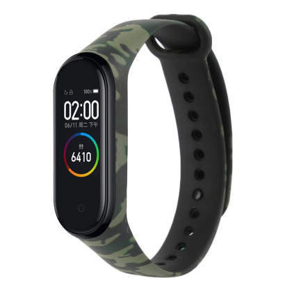 Silikonowa opaska zamienna do Xiaomi Mi Band 4 / Mi Band 3 zielone moro