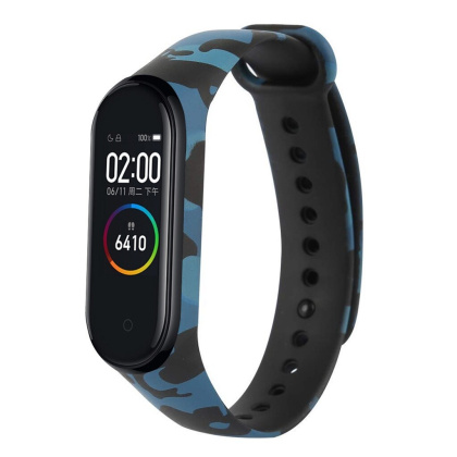 Silikonowa opaska zamienna do Xiaomi Mi Band 4 / Mi Band 3 niebieskie moro