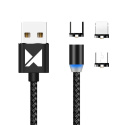 KABEL MAGNETYCZNY 3w1 micro USB / Lightning / USB typ C czarny