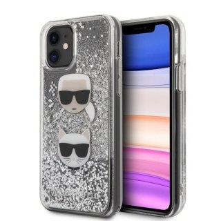 Etui Karl Lagerfeld do iPhone 11 hardcase srebrny/silver Glitter Karl&Choupette