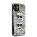 Etui Karl Lagerfeld do iPhone 11 hardcase srebrny/silver Glitter Karl&Choupette