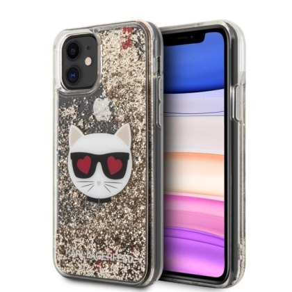 Etui Karl Lagerfeld do iPhone 11 hardcase złoty/gold Glitter Choupette