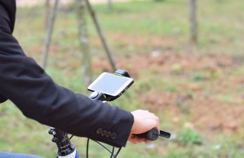 Rowerowy uchwyt na telefon + kompas na kierownicę zielony