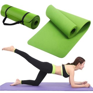 Mata gimnastyczna do ćwiczeń 181 cm x 63 cm x 1 cm joga pilates kolor zielony