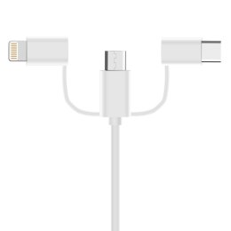 Kabel 3w1 USB - micro USB / USB Typ C / Lightning 1 m biały