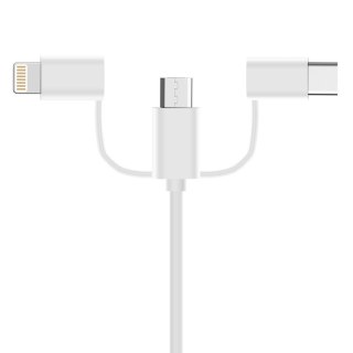 Kabel 3w1 USB - micro USB / USB Typ C / Lightning 1 m biały