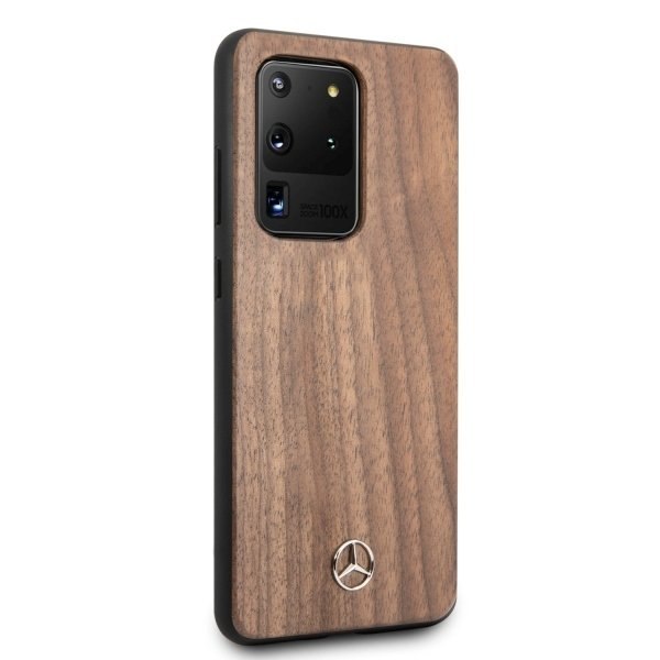 Etui Mercedes do Samsung Galaxy S20 Ultra hard case brązowy/brown Wood Line Walnut