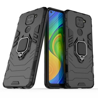 Pancerne hybrydowe etui Ring Armor + magnetyczny uchwyt do Xiaomi Redmi 10X 4G / Xiaomi Redmi Note 9 czarny