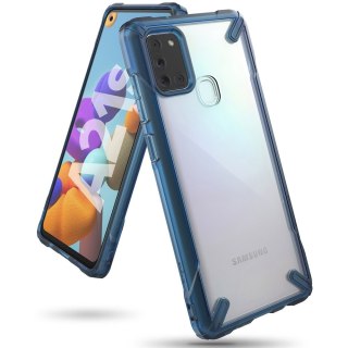 Etui pancerne z ramką Ringke Fusion X do Samsung Galaxy A21S niebieski