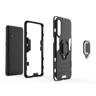 Pancerne hybrydowe etui Ring Armor + magnetyczny uchwyt Oppo Reno3 Pro czarny