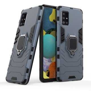 Pancerne hybrydowe etui Ring Armor + magnetyczny uchwyt do Samsung Galaxy A51 5G niebieski