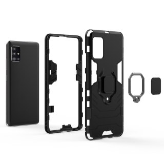 Pancerne hybrydowe etui Ring Armor + magnetyczny uchwyt do Samsung Galaxy A51 5G niebieski