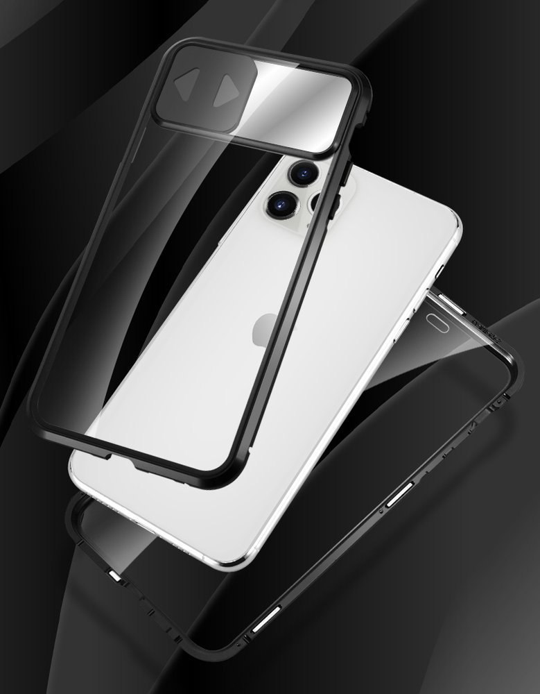Magnetyczne etui 360 na cały telefon szkło na ekran osłona na aparat do iPhone 8 / iPhone 7 czarny
