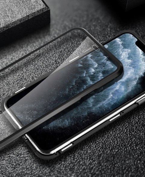 Magnetyczne etui 360 na cały telefon szkło na ekran osłona na aparat do Huawei P40 czarny