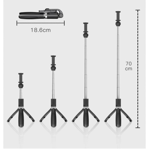 Bezprzewodowy Selfie Stick Statyw Tripod L01S Czarny